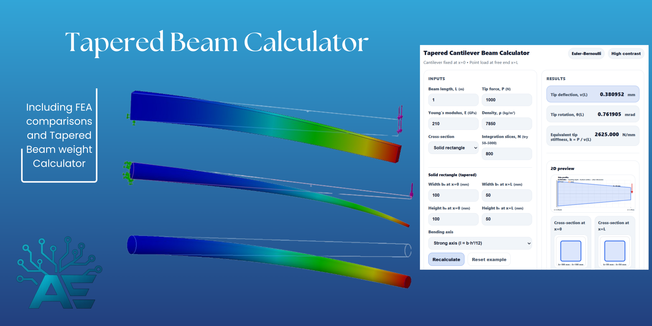 Tapered Beam Calculator