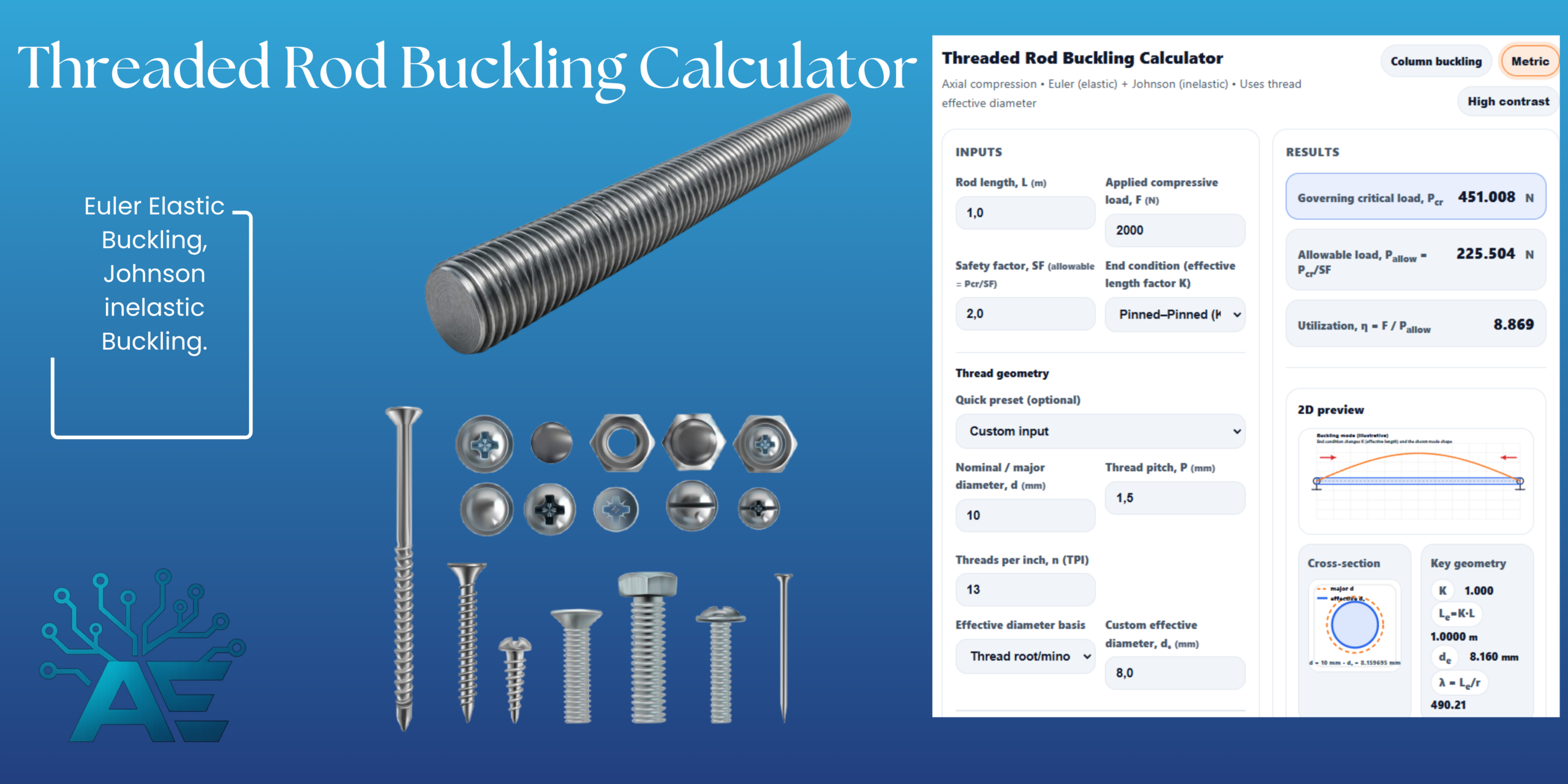 Threaded Rod Buckling Calculator
